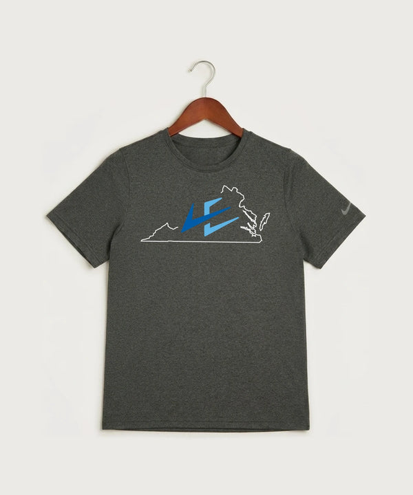 Leading Edge Virginia Team Store - Dark Smoke Heather Nike Youth Swoosh Sleeve rLegend Tee NKDX8787