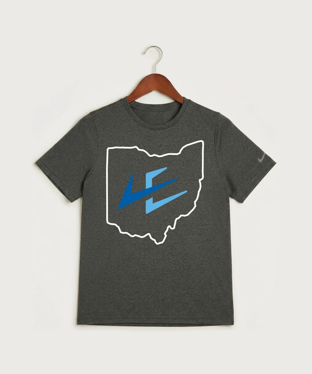 Leading Edge Ohio Team Store - Dark Smoke Heather Nike Youth Swoosh Sleeve rLegend Tee NKDX8787