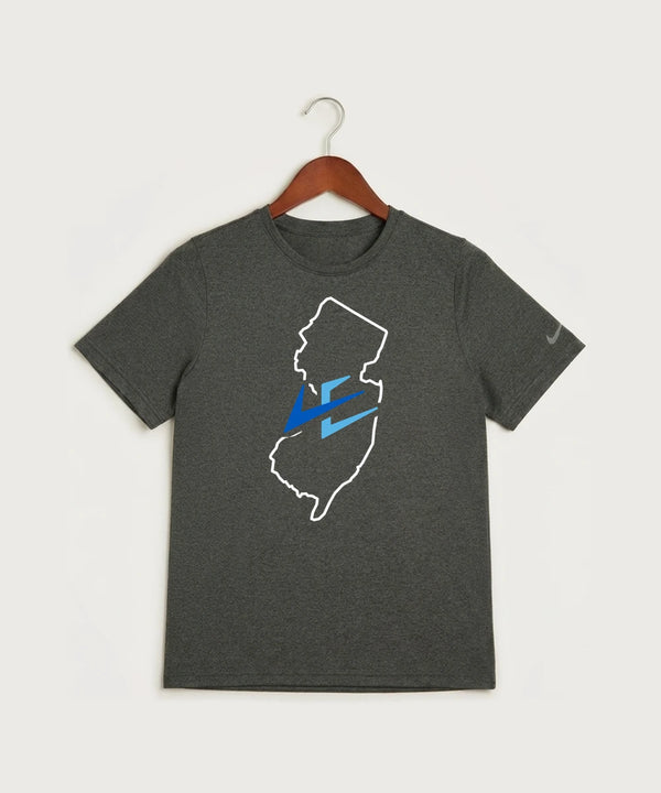 Leading Edge New Jersey Team Store - Dark Smoke Heather Nike Youth Swoosh Sleeve rLegend Tee NKDX8787
