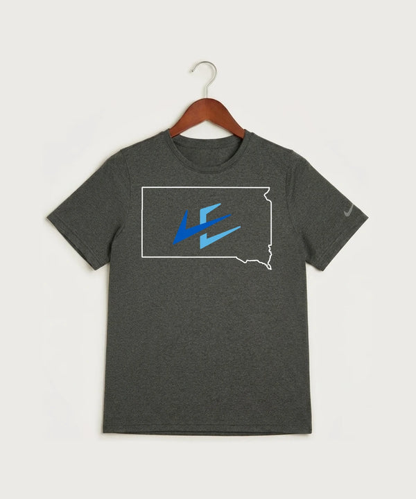 Leading Edge South Dakota Team Store - Dark Smoke Heather Nike Youth Swoosh Sleeve rLegend Tee NKDX8787