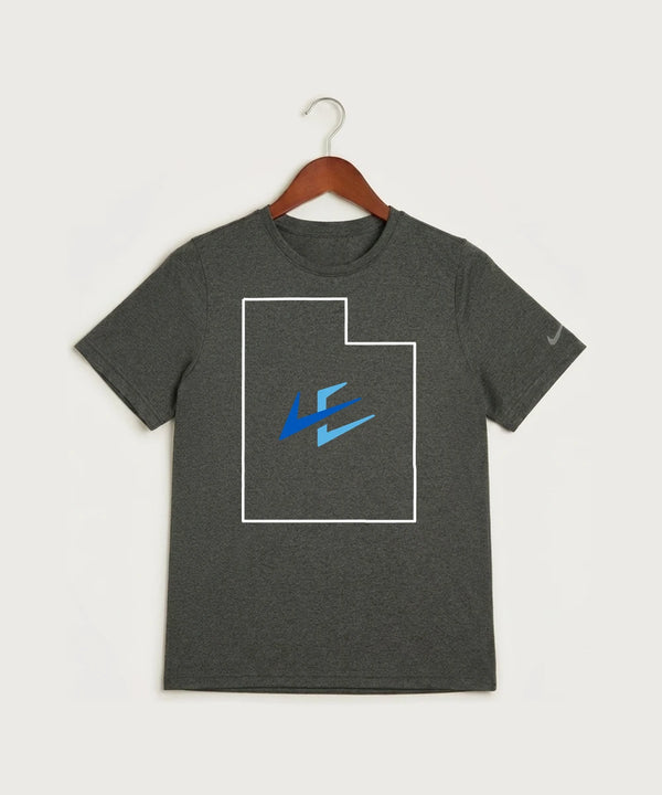 Leading Edge Utah Team Store - Dark Smoke Heather Nike Youth Swoosh Sleeve rLegend Tee NKDX8787