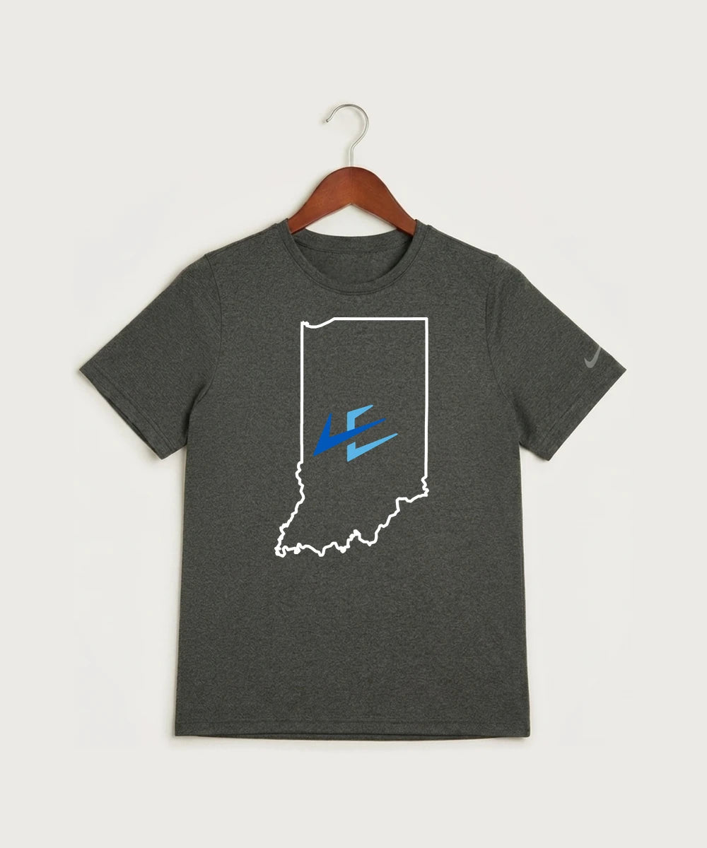 Leading Edge Indiana Team Store - Dark Smoke Heather Nike Youth Swoosh Sleeve rLegend Tee NKDX8787