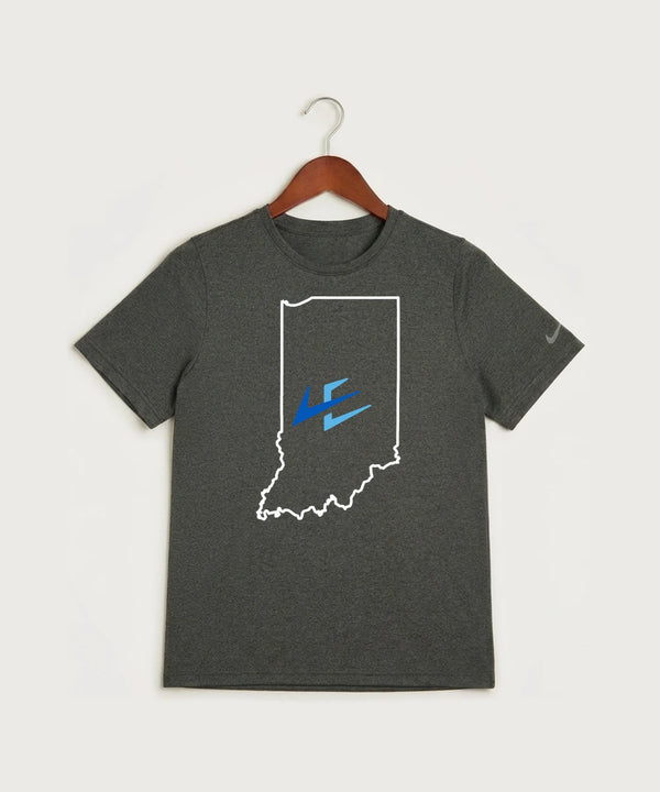 Leading Edge Indiana Team Store - Dark Smoke Heather Nike Youth Swoosh Sleeve rLegend Tee NKDX8787