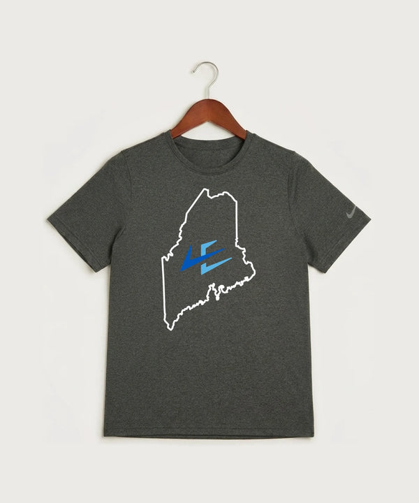 Leading Edge Maine Team Store - Dark Smoke Heather Nike Youth Swoosh Sleeve rLegend Tee NKDX8787