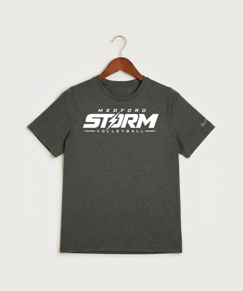 Medford Storm High School Volleyball Team Store - Dark Smoke Heather Nike Youth Swoosh Sleeve rLegend Tee NKDX8787