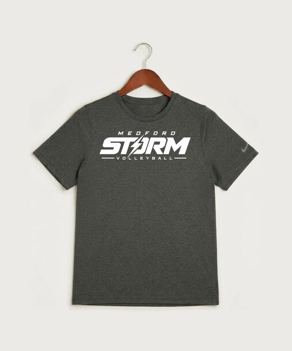 Medford Storm High School Volleyball Team Store - Dark Smoke Heather Nike Youth Swoosh Sleeve rLegend Tee NKDX8787