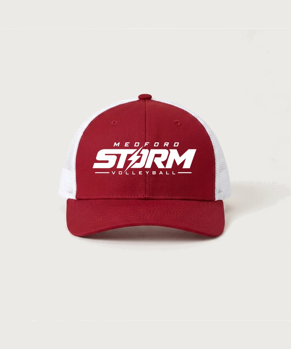 Medford Storm High School Volleyball Team Store - Deep Red/ White Sport-Tek Club Trucker Cap STC46