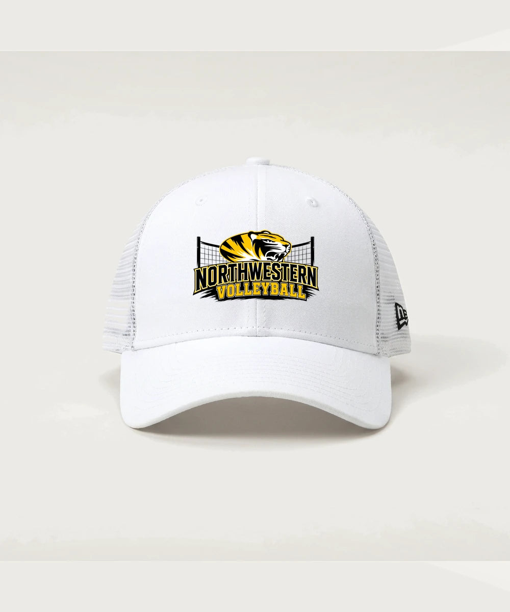 Northwestern Volleyball - Flag White/ White New Era - Stretch Mesh Cap. NE1020