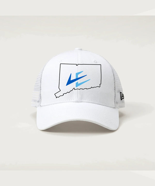 Leading Edge Connecticut Team Store - Flag White/ White New Era - Stretch Mesh Cap. NE1020