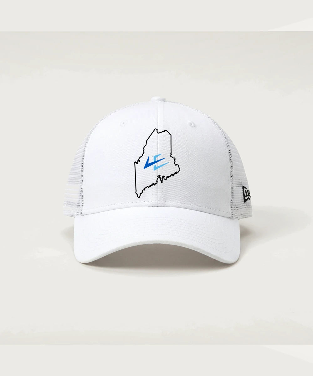 Leading Edge Maine Team Store - Flag White/ White New Era - Stretch Mesh Cap. NE1020