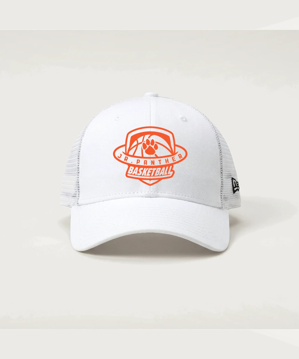 Jr Panther Basketball - Flag White/ White New Era - Stretch Mesh Cap. NE1020