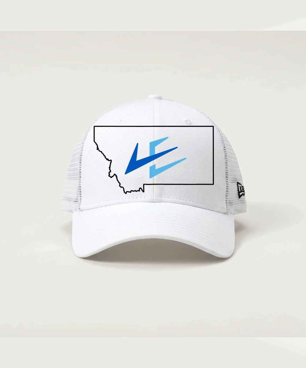 Leading Edge Montana Team Store - Flag White/ White New Era - Stretch Mesh Cap. NE1020