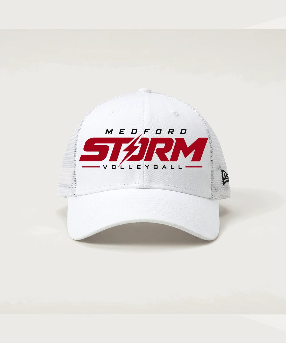 Medford Storm High School Volleyball Team Store - Flag White/ White New Era - Stretch Mesh Cap. NE1020