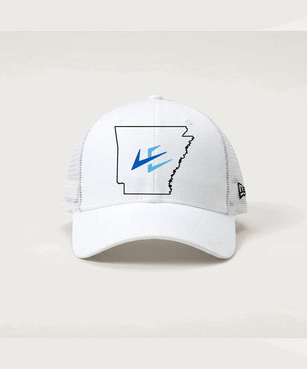 Leading Edge Arkansas Team Store - Flag White/ White New Era - Stretch Mesh Cap. NE1020