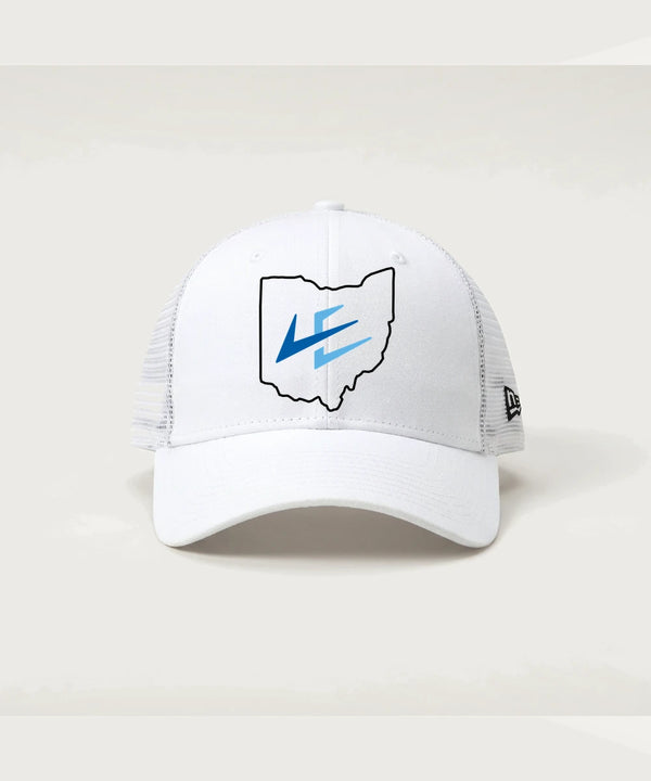 Leading Edge Ohio Team Store - Flag White/ White New Era - Stretch Mesh Cap. NE1020