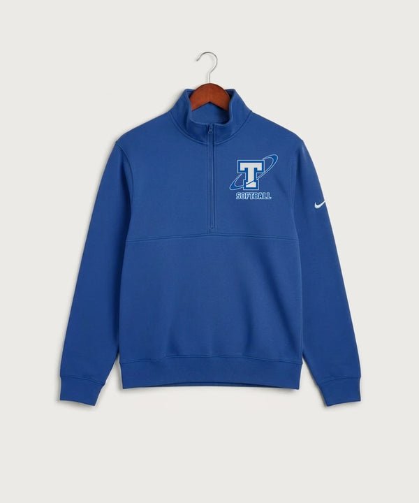 Papillion La Vista South Titan Softball Team Store - Game Royal Nike Club Fleece Sleeve Swoosh 1/2-Zip NKDX6718
