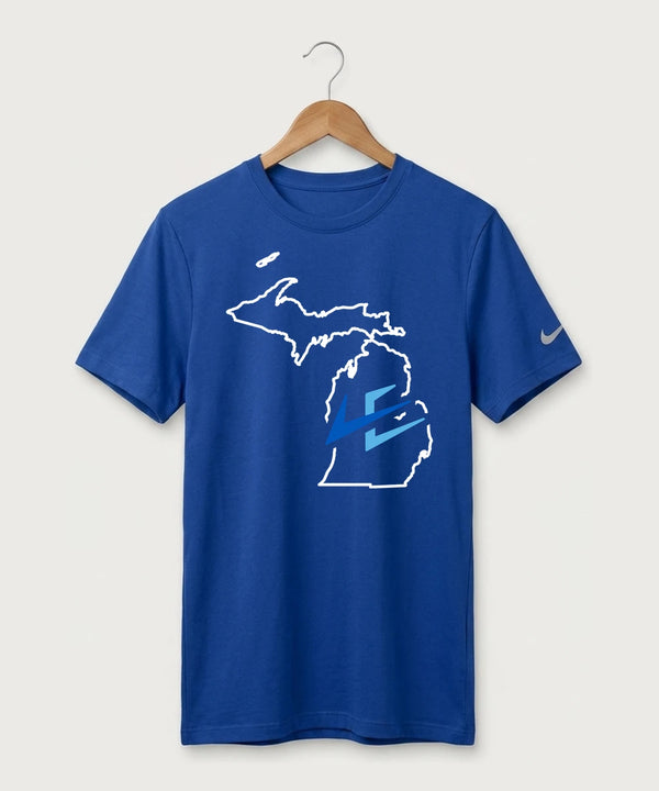 Leading Edge Michigan Team Store - Game Royal Nike Swoosh Sleeve rLegend Tee NKDX8730