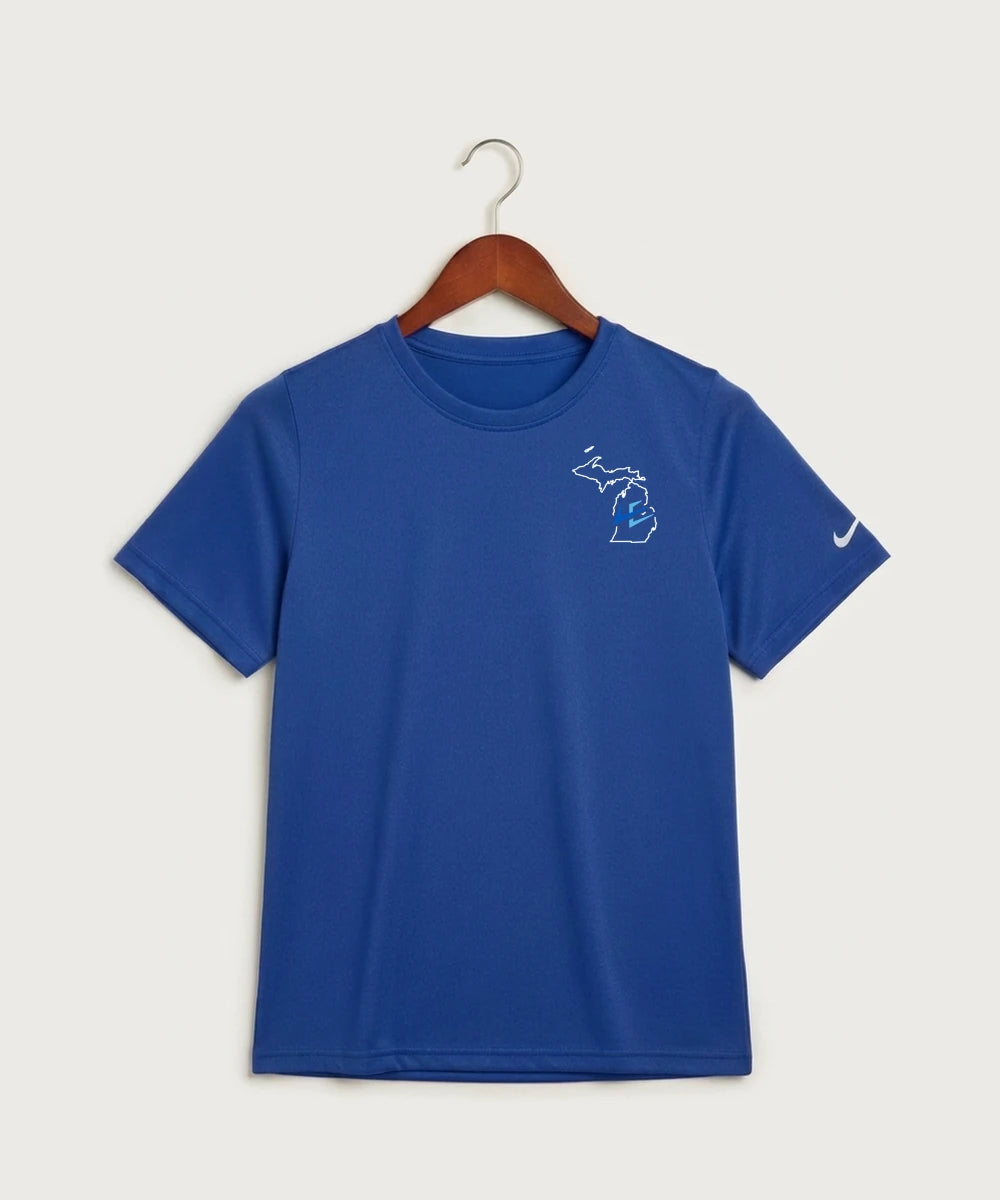 Leading Edge Michigan Team Store - Game Royal Nike Youth Swoosh Sleeve rLegend Tee NKDX8787