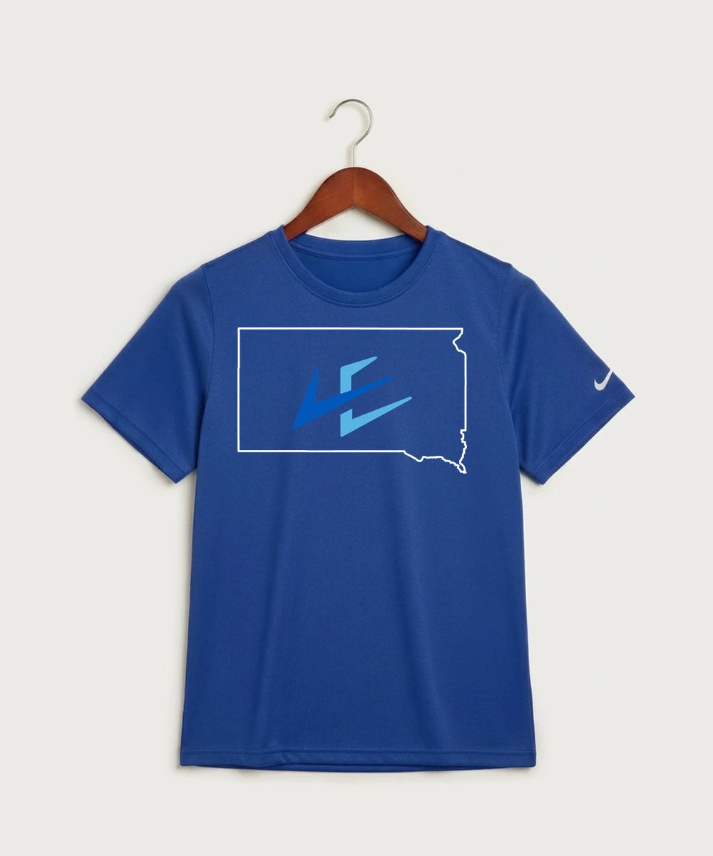 Leading Edge South Dakota Team Store - Game Royal Nike Youth Swoosh Sleeve rLegend Tee NKDX8787