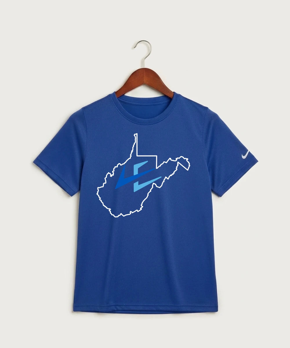 Leading Edge West Virginia Team Store - Game Royal Nike Youth Swoosh Sleeve rLegend Tee NKDX8787