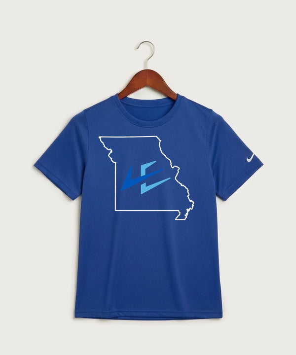 Leading Edge Missouri Team Store - Game Royal Nike Youth Swoosh Sleeve rLegend Tee NKDX8787