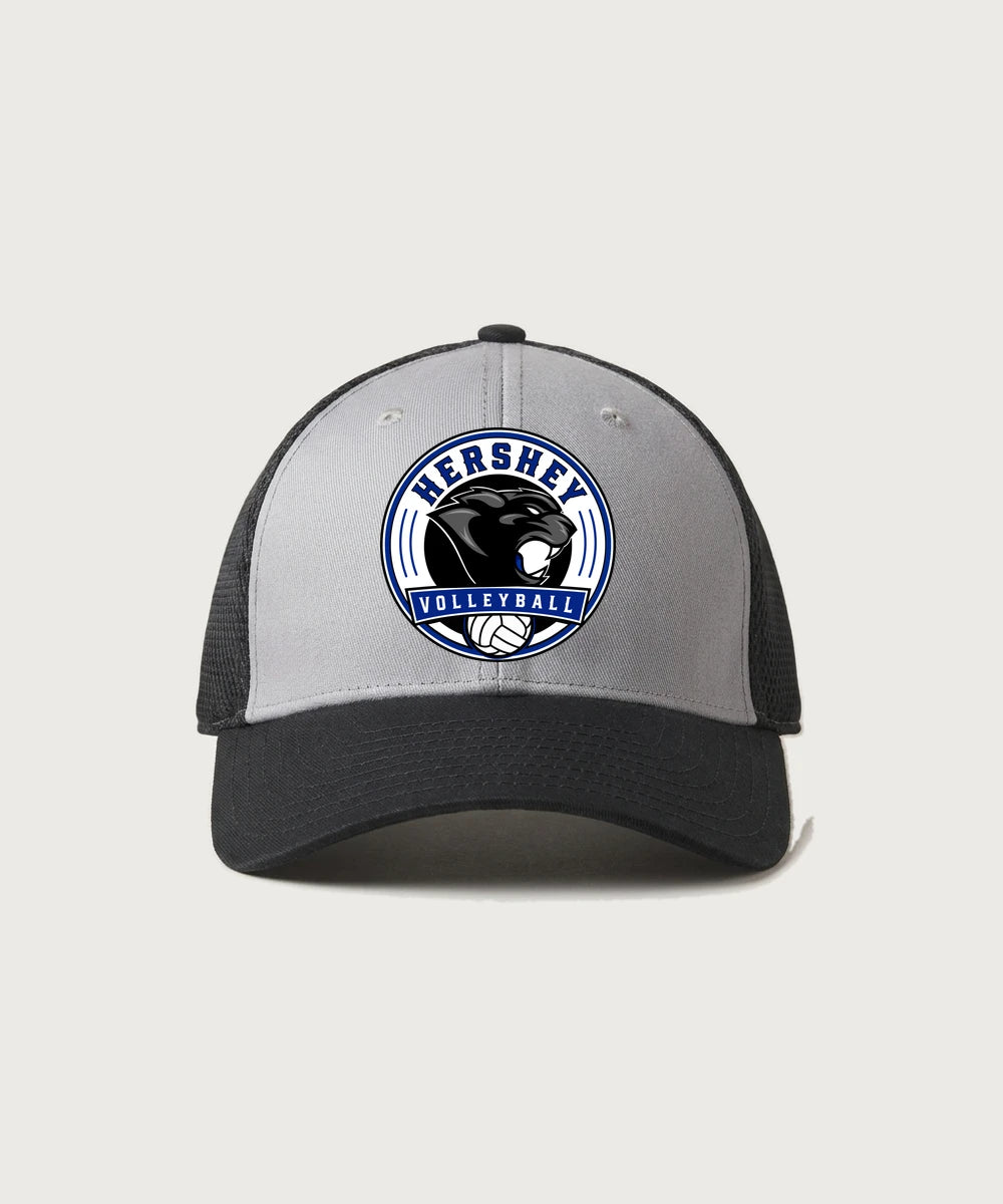 Hershey High School Volleyball Team Store - Grey/ Black New Era - Stretch Mesh Cap. NE1020