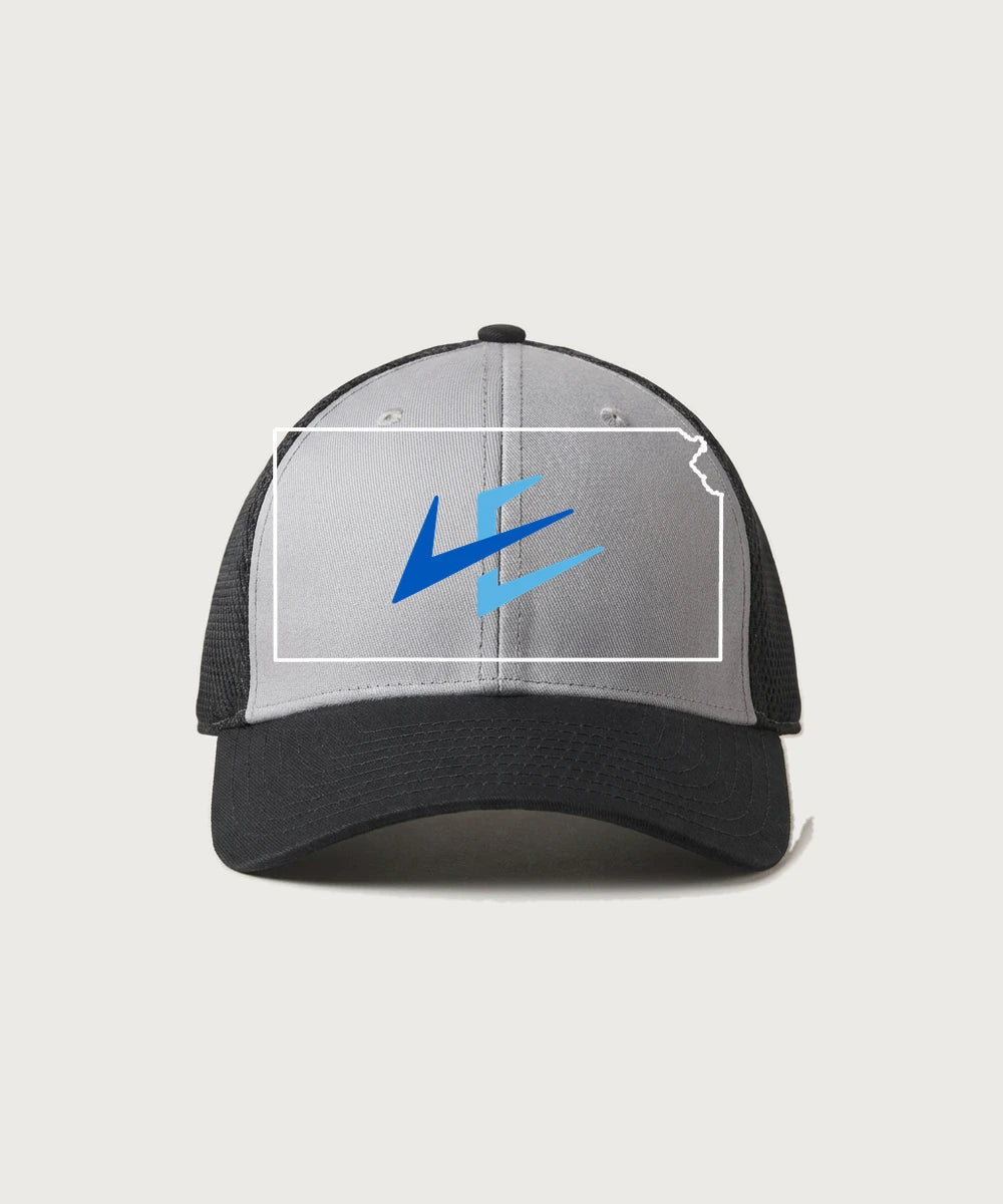 Leading Edge Kansas Team Store - Grey/ Black New Era - Stretch Mesh Cap. NE1020