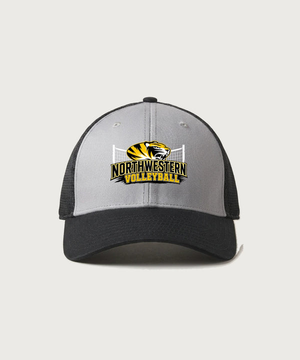 Northwestern Volleyball - Grey/ Black New Era - Stretch Mesh Cap. NE1020