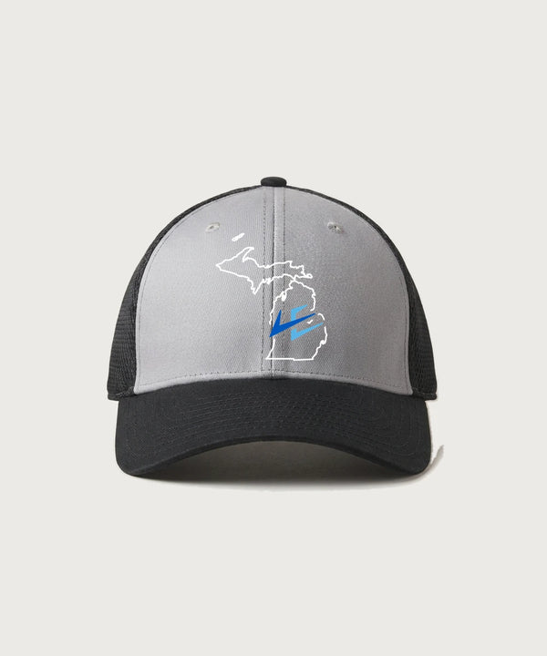 Leading Edge Michigan Team Store - Grey/ Black New Era - Stretch Mesh Cap. NE1020