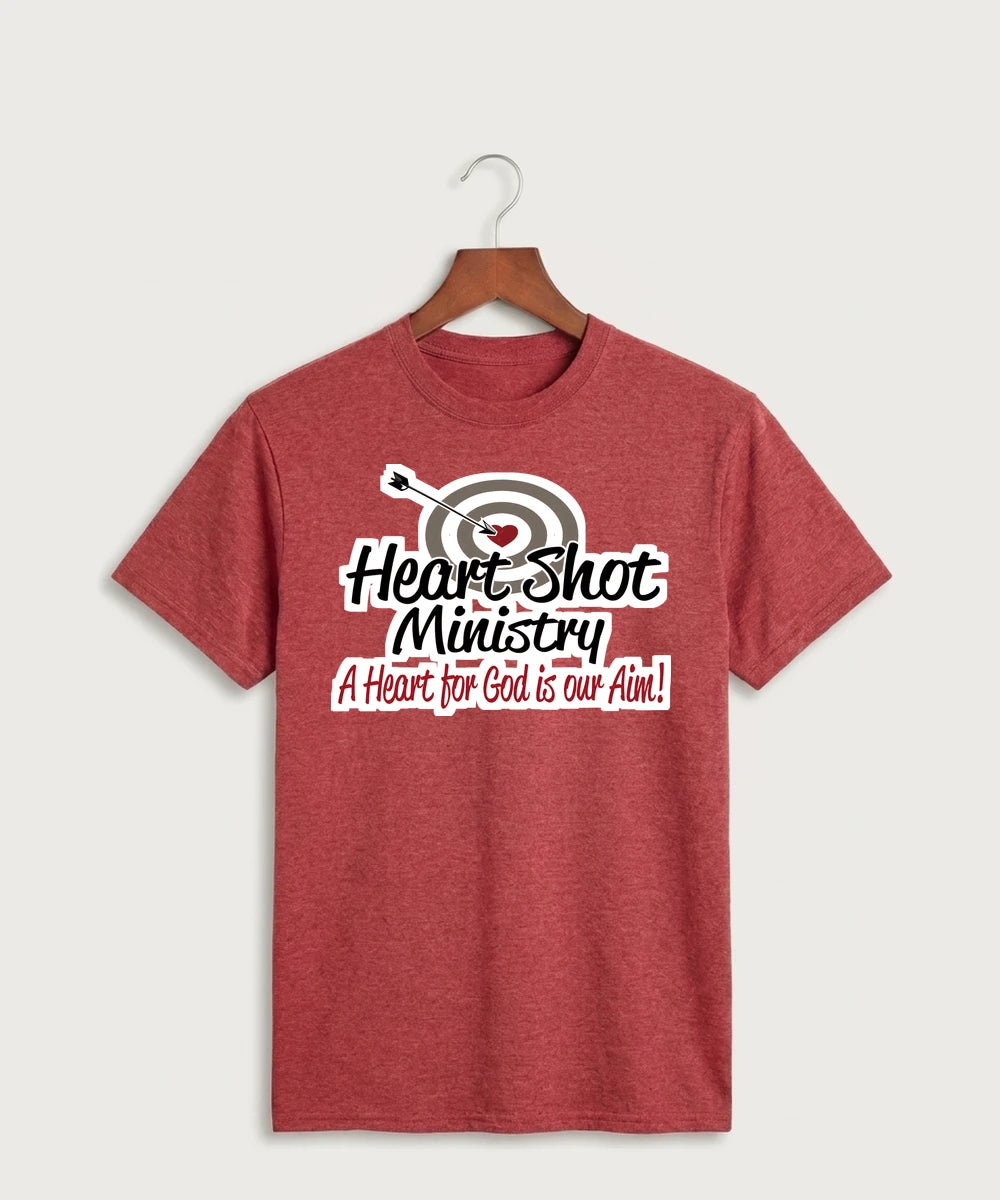 Heart Shot Ministry Archery Team Store - Heather Red Port & Co Core Cotton Tee. PC54