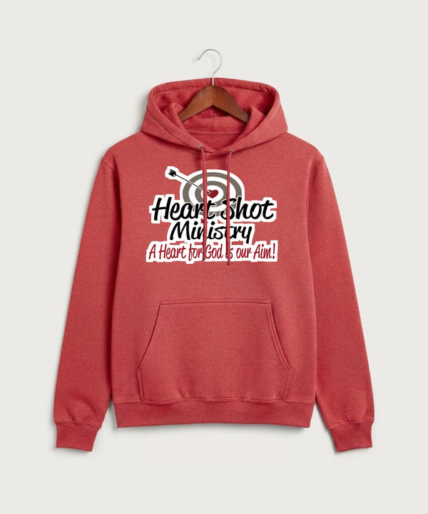Heart Shot Ministry Archery Team Store - Heather Red Port & Co Core Fleece Pullover Hooded Sweatshirt. PC78H