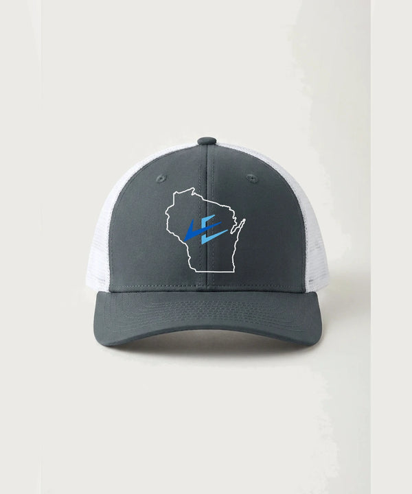 Leading Edge Wisconsin Team Store - Iron Grey/ White Sport-Tek Club Trucker Cap STC46