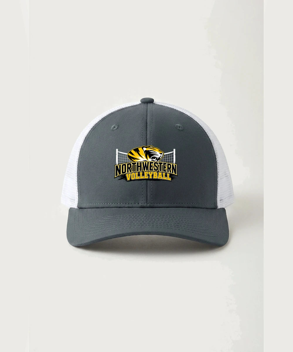 Northwestern Volleyball - Iron Grey/ White Sport-Tek Club Trucker Cap STC46