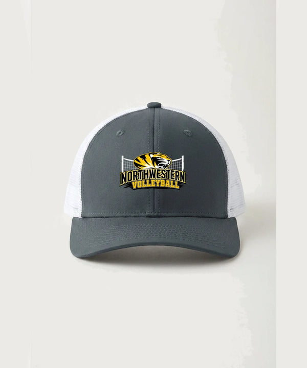 Northwestern Volleyball - Iron Grey/ White Sport-Tek Club Trucker Cap STC46