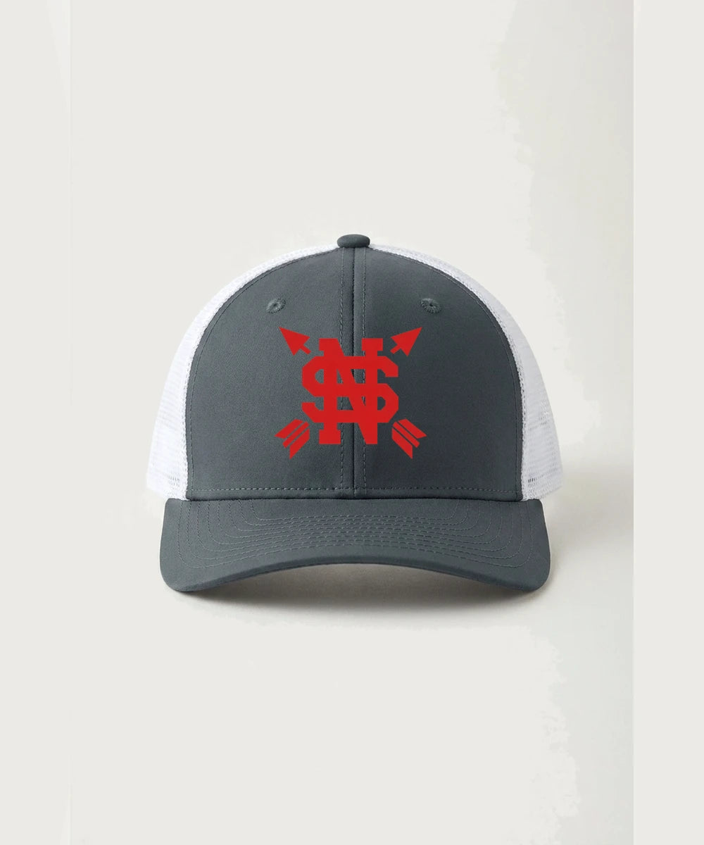 Lancer Archer Club Archery Team Store - Iron Grey/ White Sport-Tek Club Trucker Cap STC46
