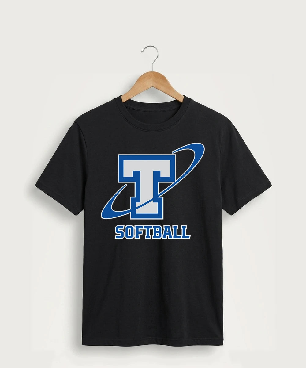 Papillion La Vista South Titan Softball Team Store - Jet Black Port & Co Core Cotton Tee. PC54