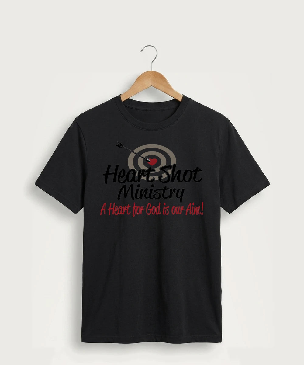Heart Shot Ministry Archery Team Store - Jet Black Port & Co Core Cotton Tee. PC54