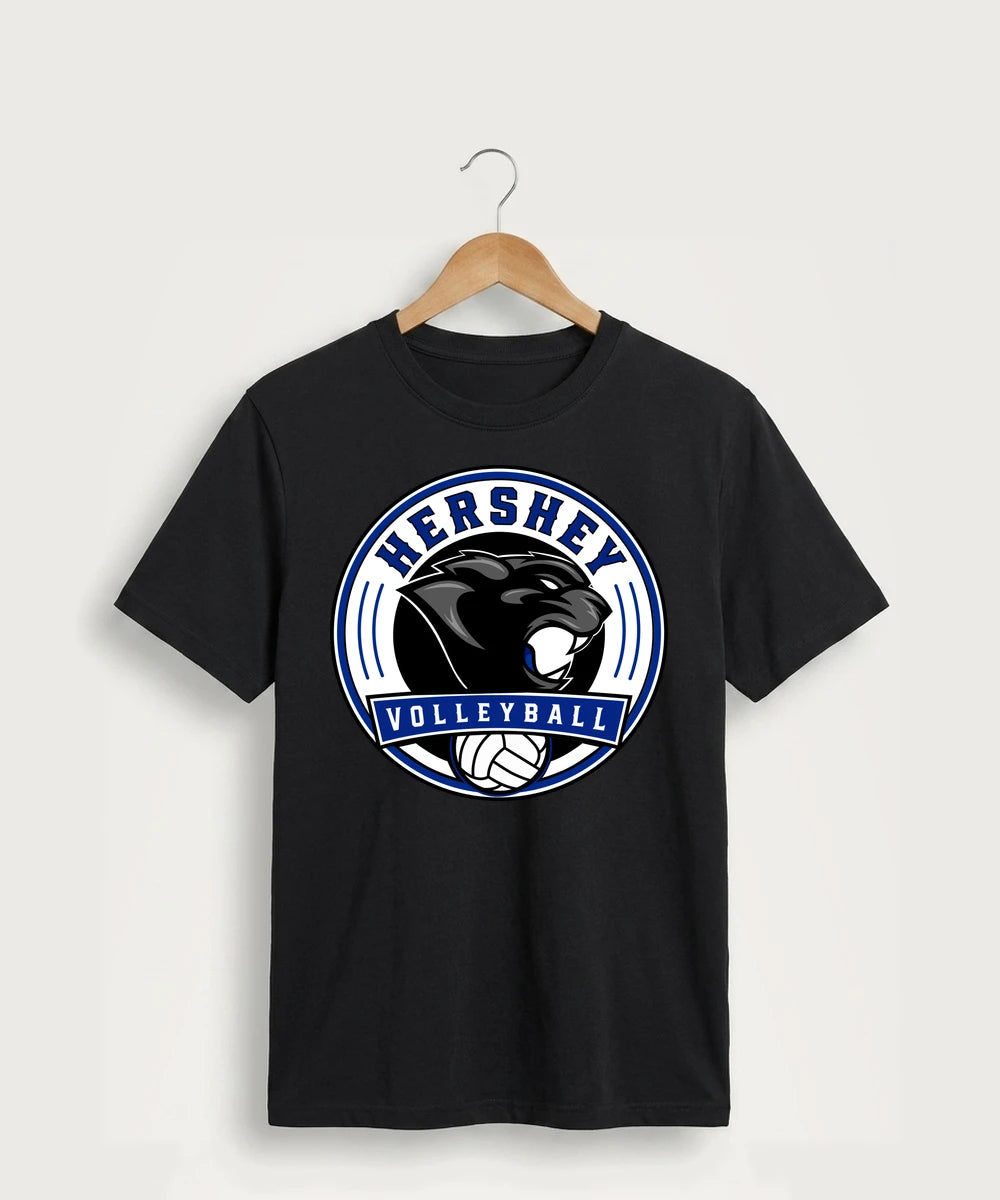 Hershey High School Volleyball Team Store - Jet Black Port & Co Core Cotton Tee. PC54