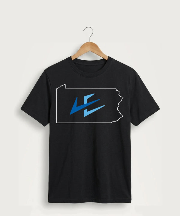 Leading Edge Pennsylvania Team Store - Jet Black Port & Co Core Cotton Tee. PC54