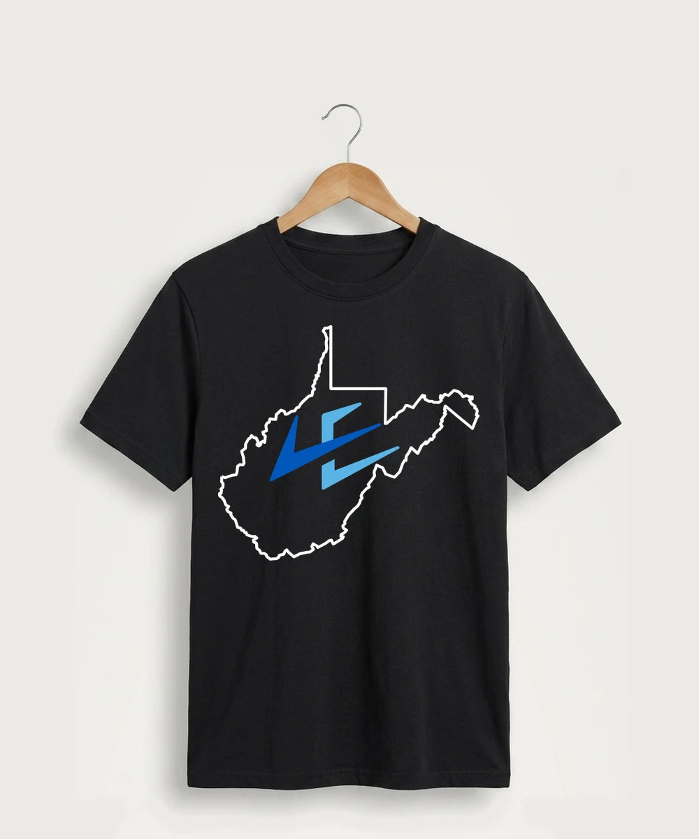 Leading Edge West Virginia Team Store - Jet Black Port & Co Core Cotton Tee. PC54