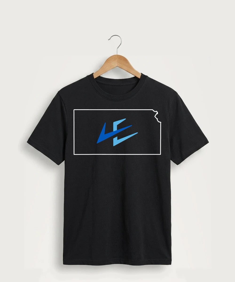 Leading Edge Kansas Team Store - Jet Black Port & Co Core Cotton Tee. PC54