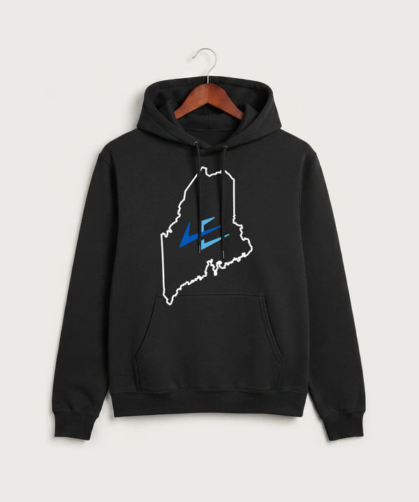 Leading Edge Maine Team Store - Jet Black Port & Co Core Fleece Pullover Hooded Sweatshirt. PC78H