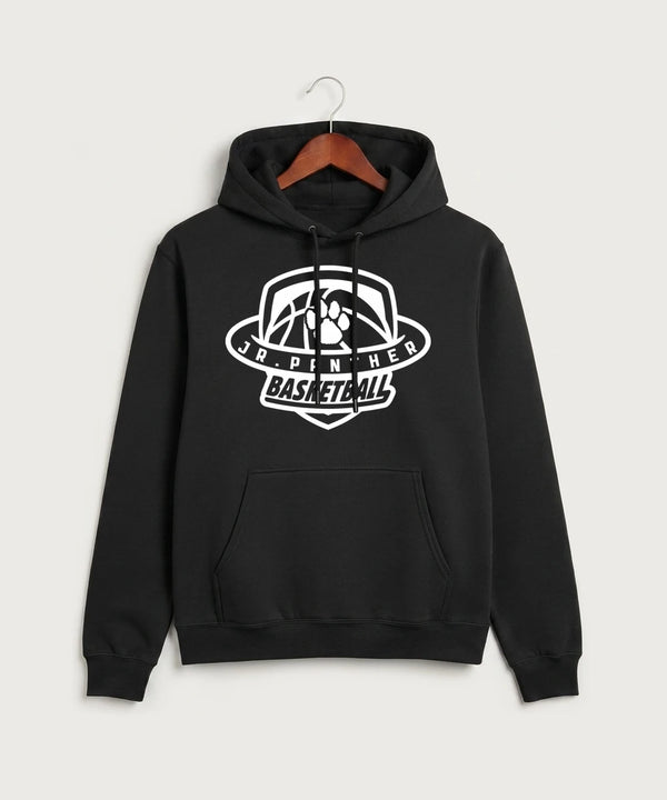 Jr Panther Basketball - Jet Black Port & Co Core Fleece Pullover Hooded Sweatshirt. PC78H