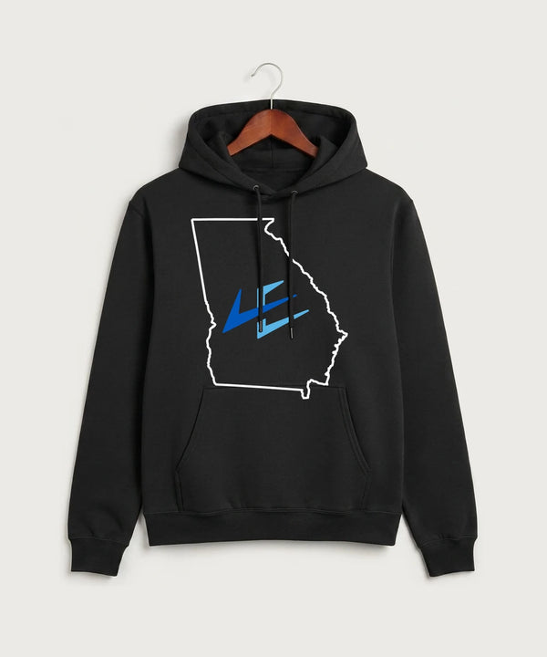 Leading Edge Georgia Team Store - Jet Black Port & Co Core Fleece Pullover Hooded Sweatshirt. PC78H