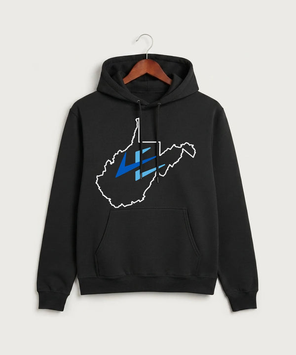 Leading Edge West Virginia Team Store - Jet Black Port & Co Core Fleece Pullover Hooded Sweatshirt. PC78H