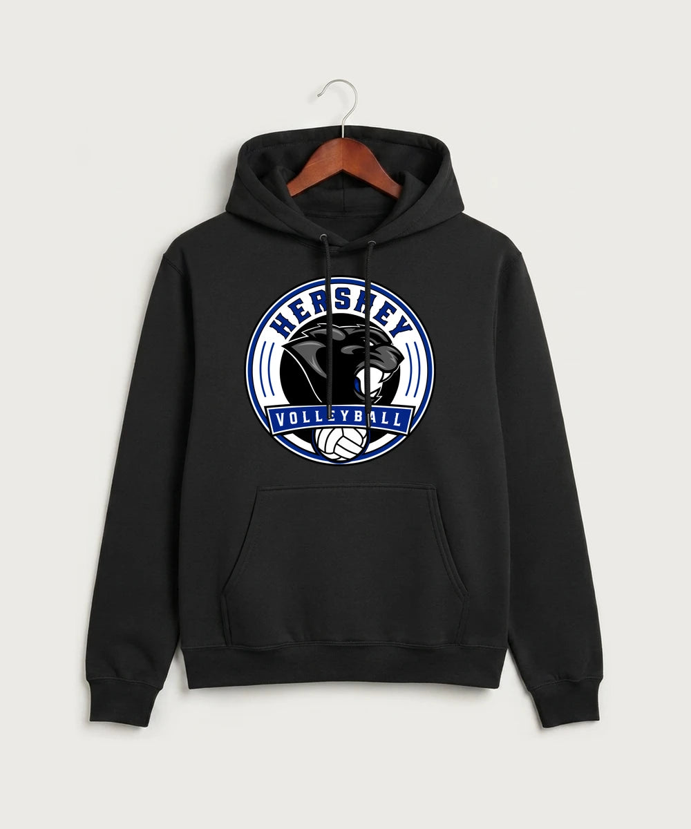 Hershey High School Volleyball Team Store - Jet Black Port & Co Core Fleece Pullover Hooded Sweatshirt. PC78H