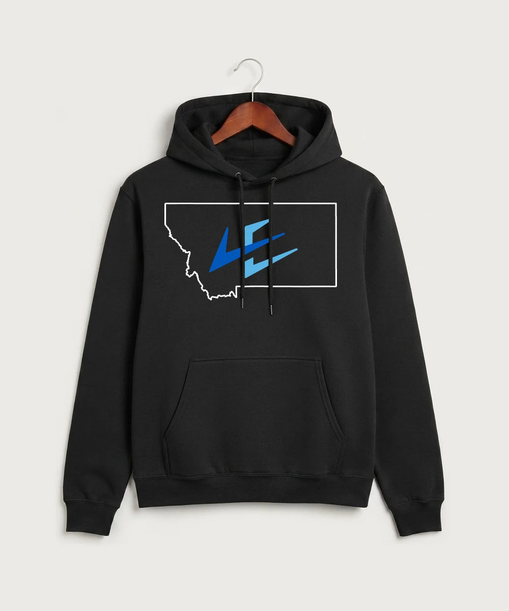 Leading Edge Montana Team Store - Jet Black Port & Co Core Fleece Pullover Hooded Sweatshirt. PC78H
