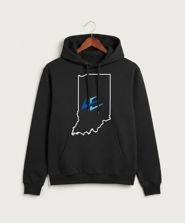Leading Edge Indiana Team Store - Jet Black Port & Co Core Fleece Pullover Hooded Sweatshirt. PC78H