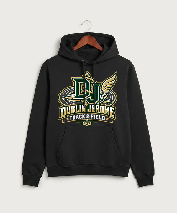 Dublin Jerome Track & Field Team Store - Jet Black Port & Co Core Fleece Pullover Hooded Sweatshirt. PC78H