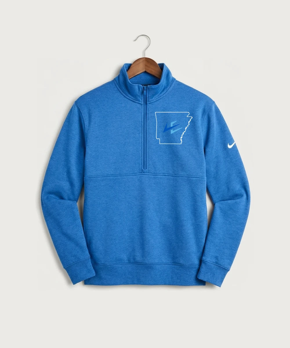 Leading Edge Arkansas Team Store - Light Game Royal Heather Nike Club Fleece Sleeve Swoosh 1/2-Zip NKDX6718